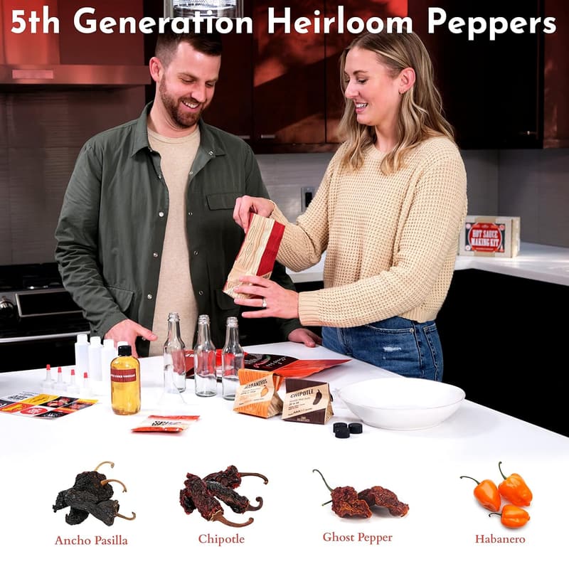 Hot Sauce Making Kit - DIY Cooking Gift for Men (26 Pcs Set)
