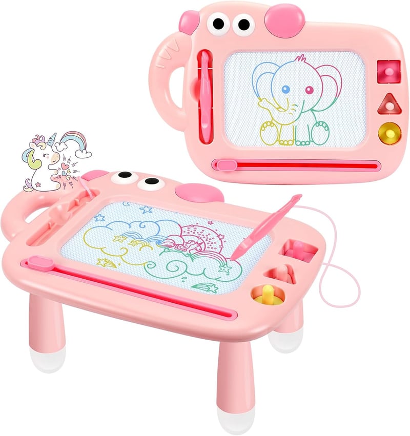 Magnetic Drawing Board for Toddlers - Erasable Doodle Pad (Pink)