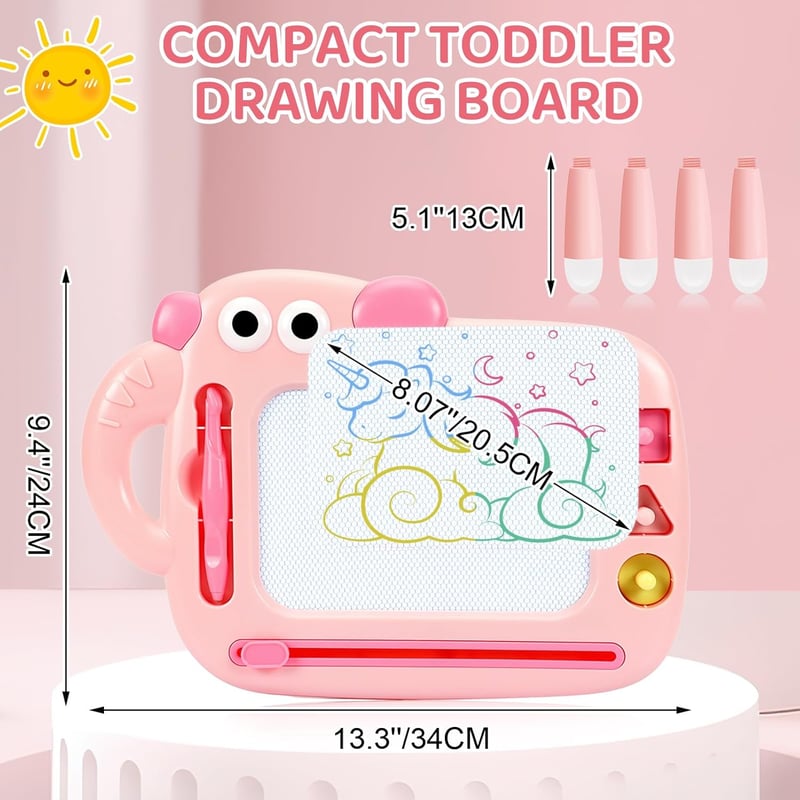 Magnetic Drawing Board for Toddlers - Erasable Doodle Pad (Pink)