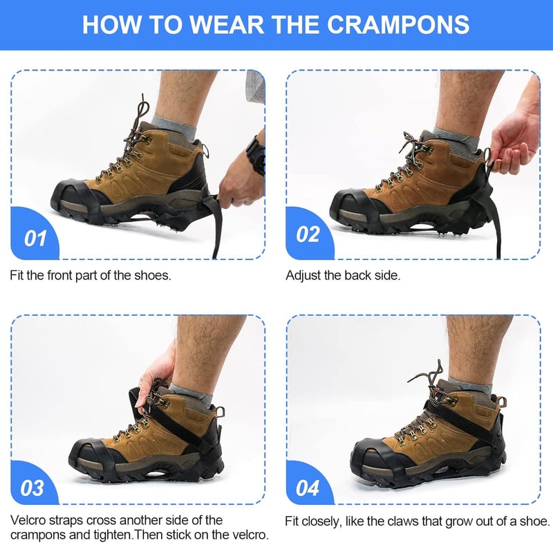 Winter Hiking Crampons with Silicone Stainless Steel Grippers