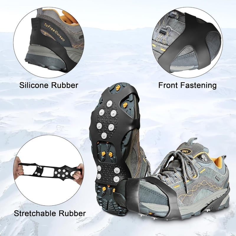Stretchable Snow Grips with 10 Nail Spikes for Winter Activities