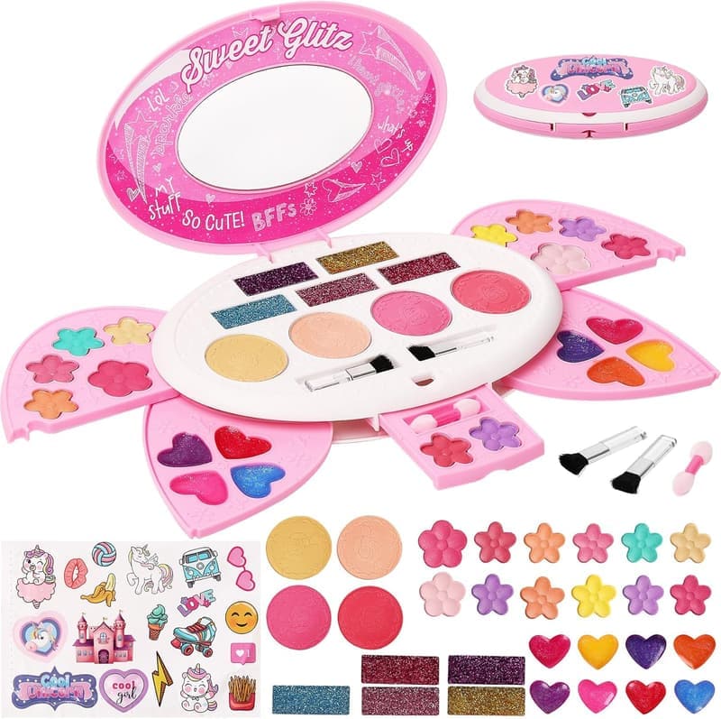 Kids Non-Toxic Makeup Kit with Mirror - Ideal Birthday Gift