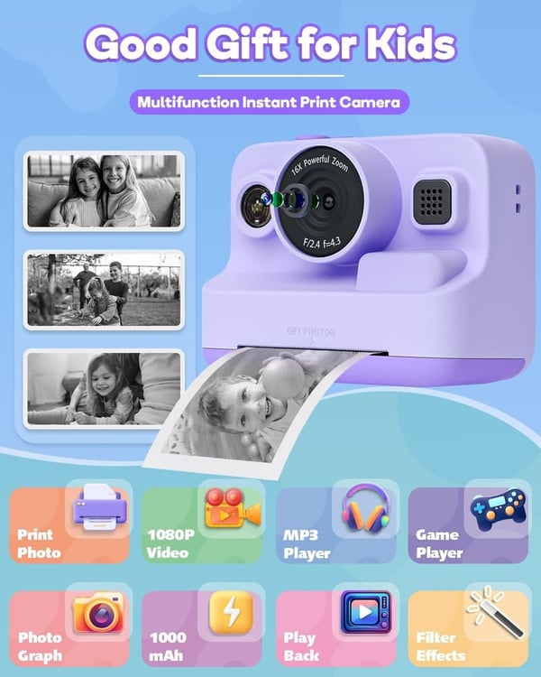 Kids Instant Print Camera with 2.4