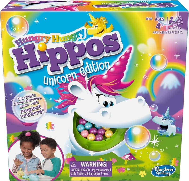 Unicorn Edition Hungry Hungry Hippos Game for Kids Ages 4+
