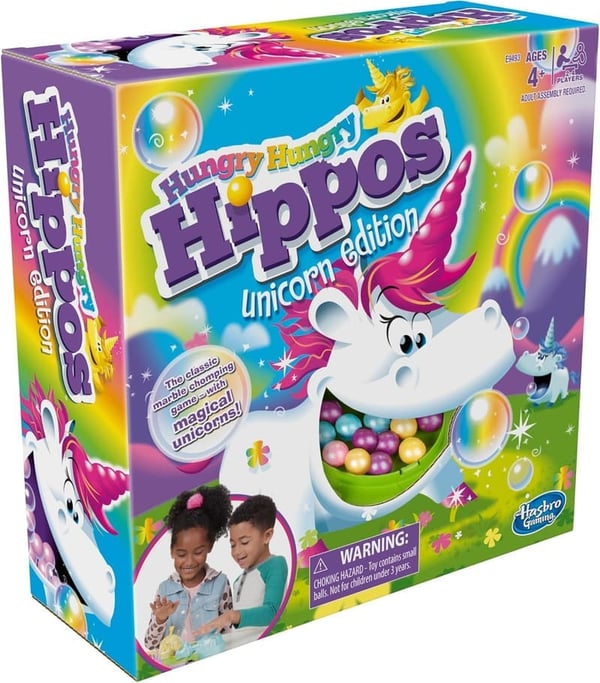 Unicorn Edition Hungry Hungry Hippos Game for Kids Ages 4+