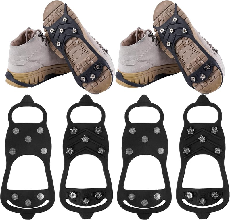 Durable Ice Traction Cleats with Steel Studs for Shoes
