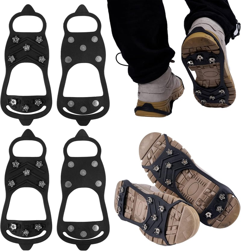 Durable Ice Traction Cleats with Steel Studs for Shoes