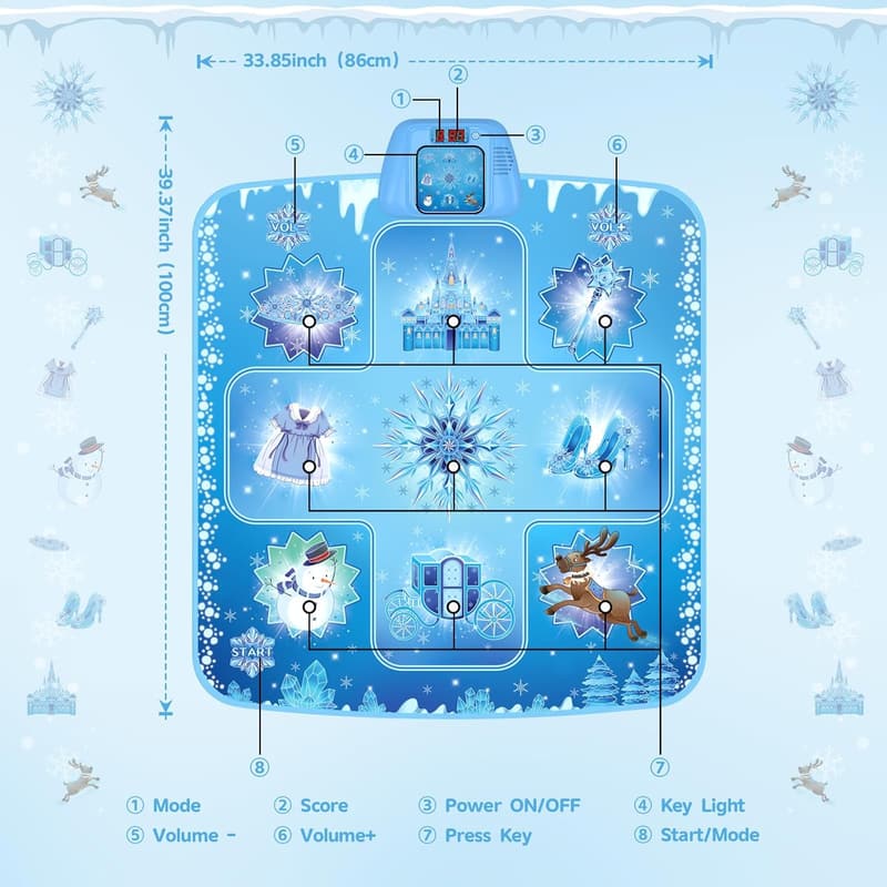 Frozen Dance Mat for Girls - LED Musical Pad with 5 Game Modes