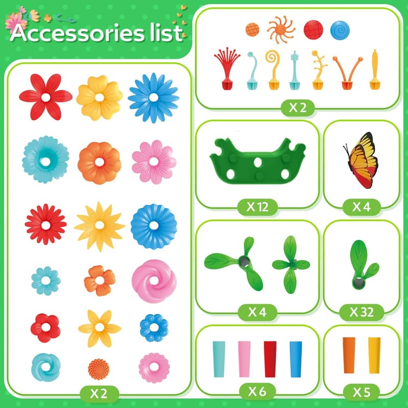 STEM Flower Garden Building Toys for Kids Age 3-7 (148 PCS)