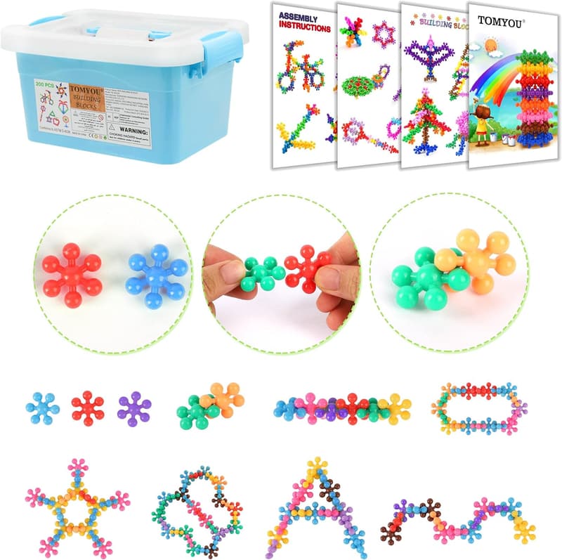 STEM Building Blocks Set for Kids 3+, 200 Interlocking Discs