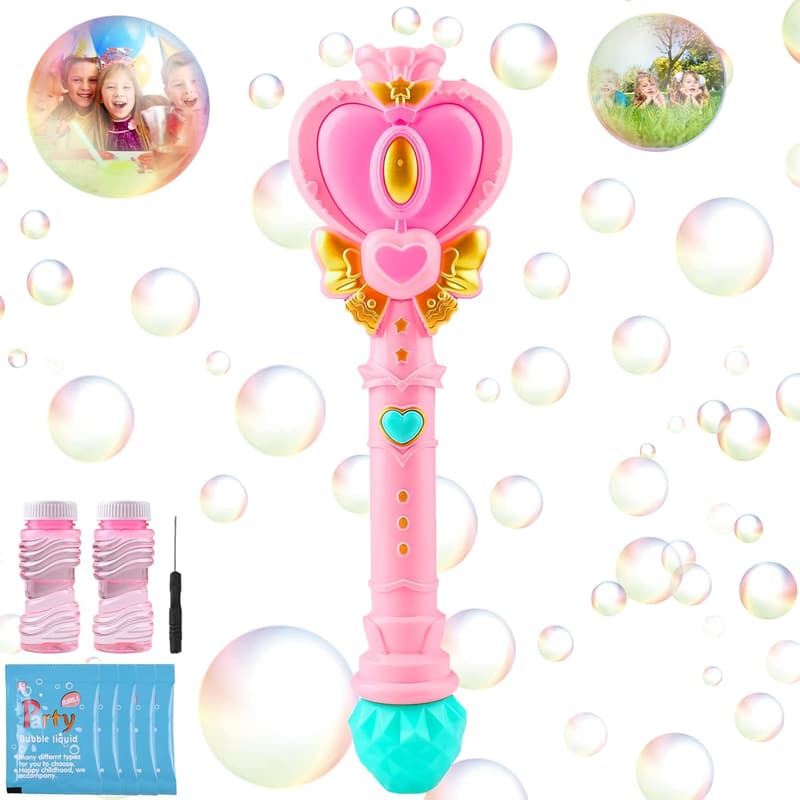 Princess Heart Bubble Wand for Kids - Outdoor Toy with Light