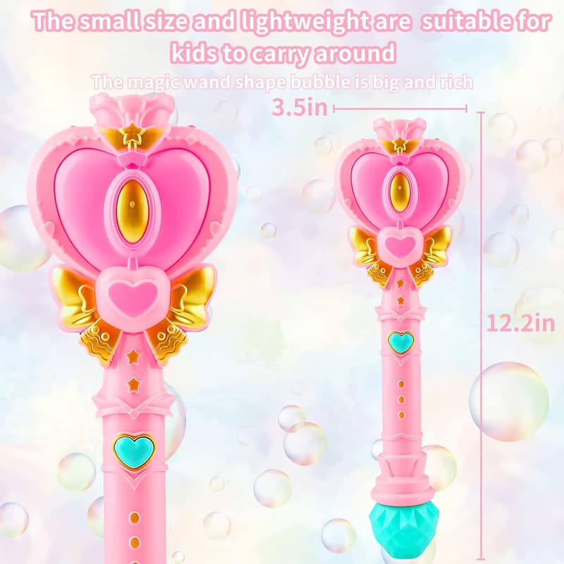 Princess Heart Bubble Wand for Kids - Outdoor Toy with Light