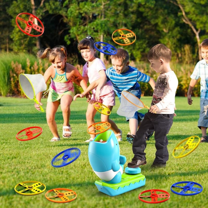 Outdoor Flying Disc Launcher Set for Kids Ages 3-7