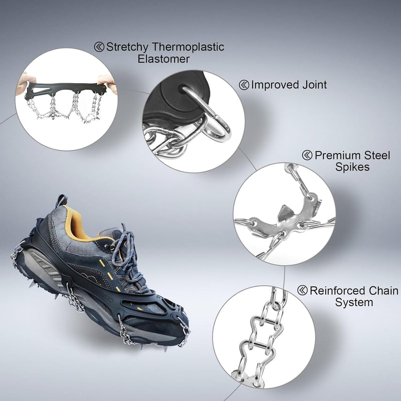 19-Spike Stainless Steel Ice Cleats for Hiking and Climbing