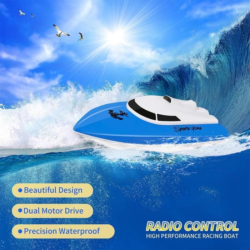 High-Speed RC Boat with Rechargeable Battery for Kids