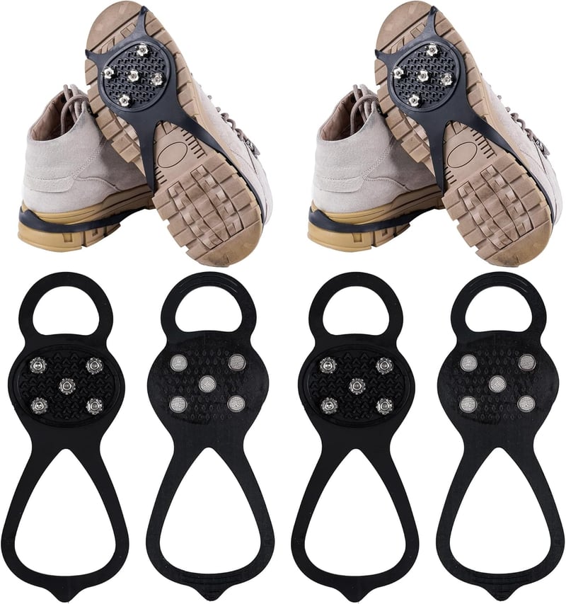 Non-Slip Ice Traction Cleats with 5 Steel Studs for Shoes