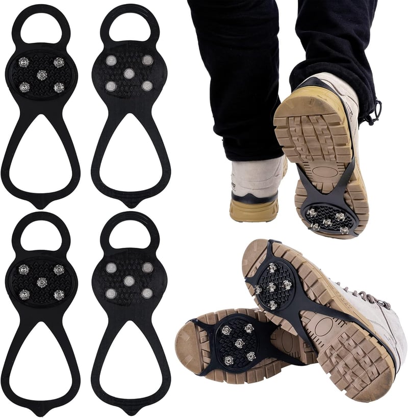 Non-Slip Ice Traction Cleats with 5 Steel Studs for Shoes
