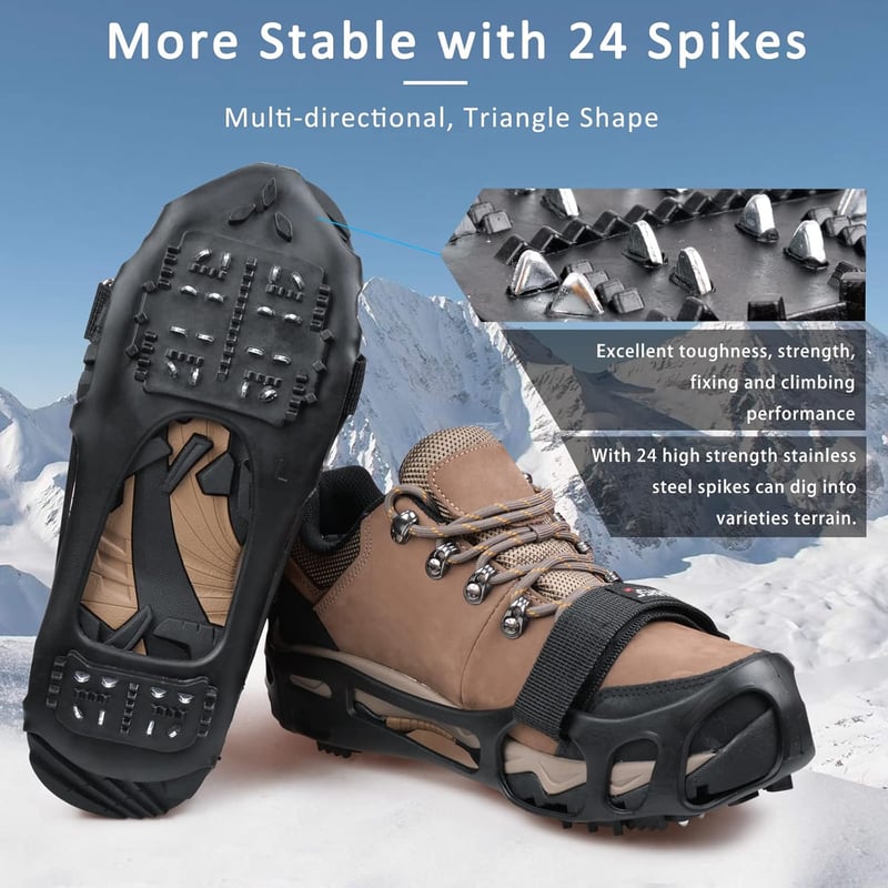 Winter Ice Cleats for Men and Women - 24 Studs Non-Slip Spikes