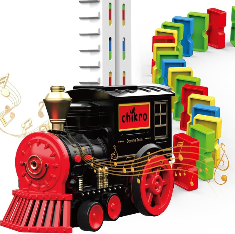 Automated Domino Train Set with 120 Blocks for Toddlers Age 3-4