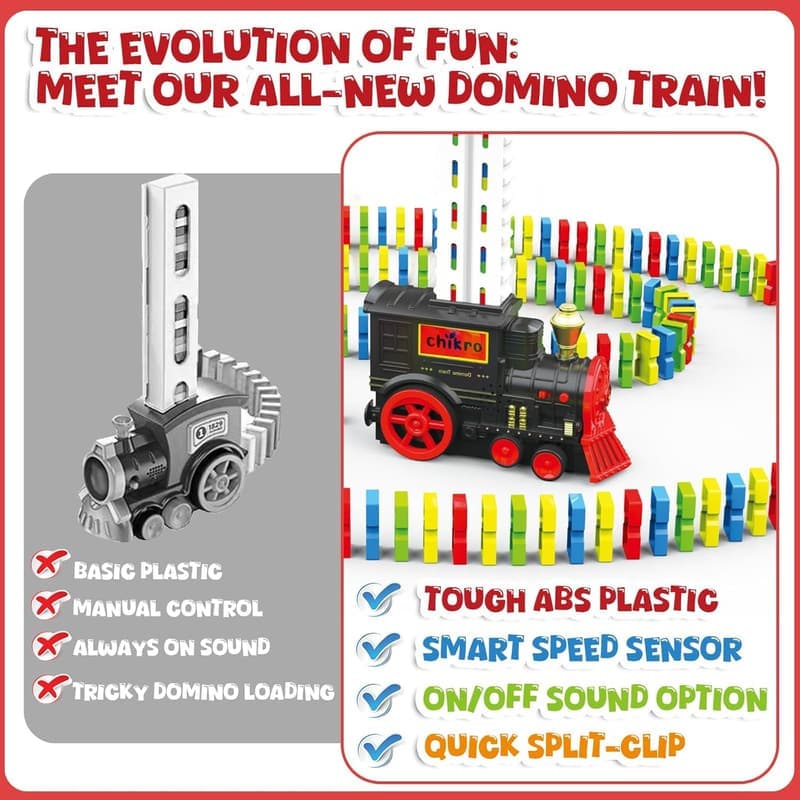 Automated Domino Train Set with 120 Blocks for Toddlers Age 3-4