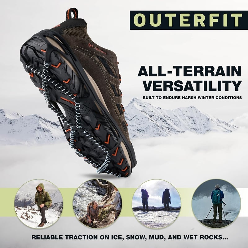 Zinc Coated Steel Non-Slip Crampons for Hiking and Walking
