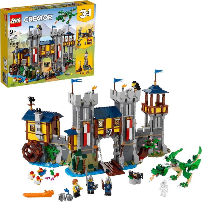 LEGO Creator 3-in-1 Medieval Castle Toy Set with Minifigures
