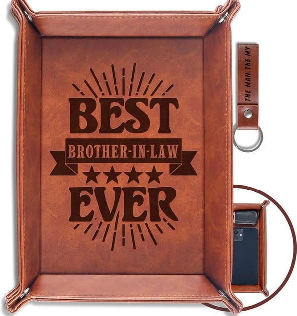 Birthday Gift for Brother-in-Law, Leather Bedside Valet Tray