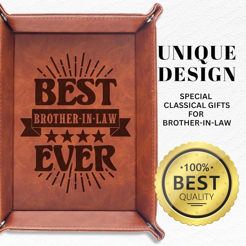 Birthday Gift for Brother-in-Law, Leather Bedside Valet Tray