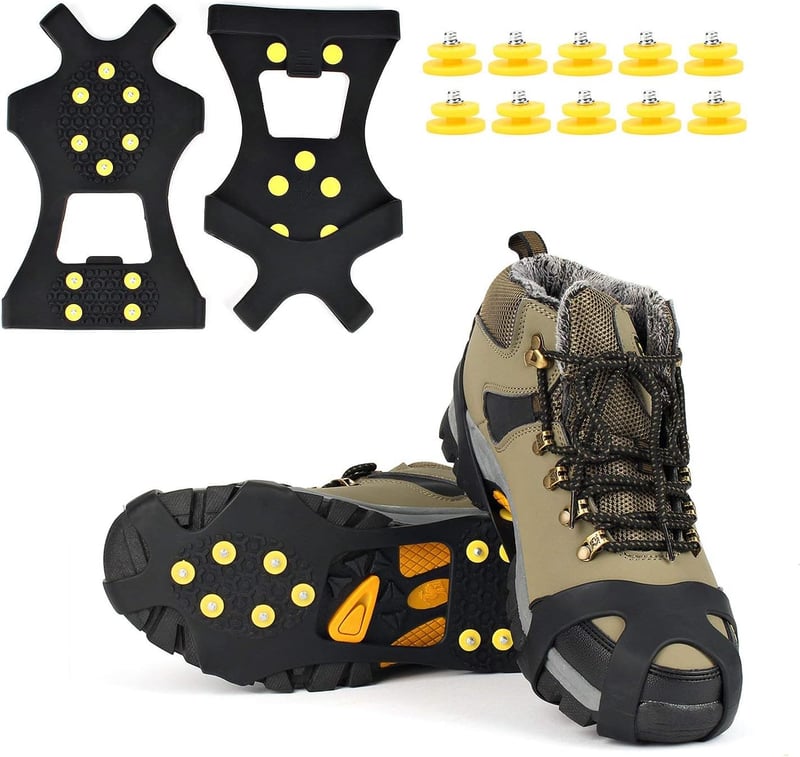 Ice & Snow Traction Cleats with 10 Steel Studs for Footwear