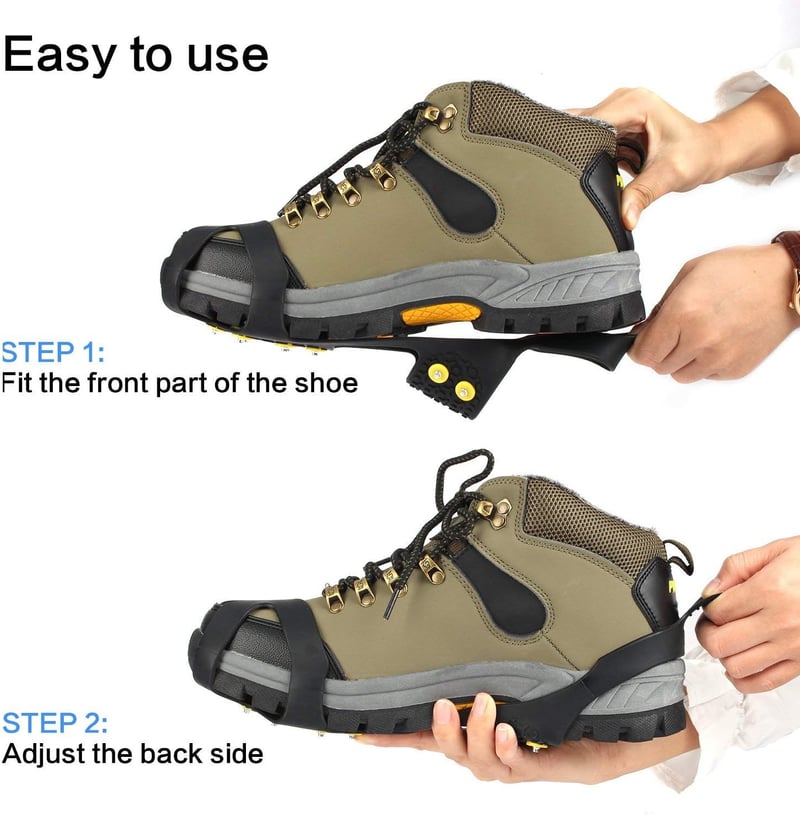 Ice & Snow Traction Cleats with 10 Steel Studs for Footwear