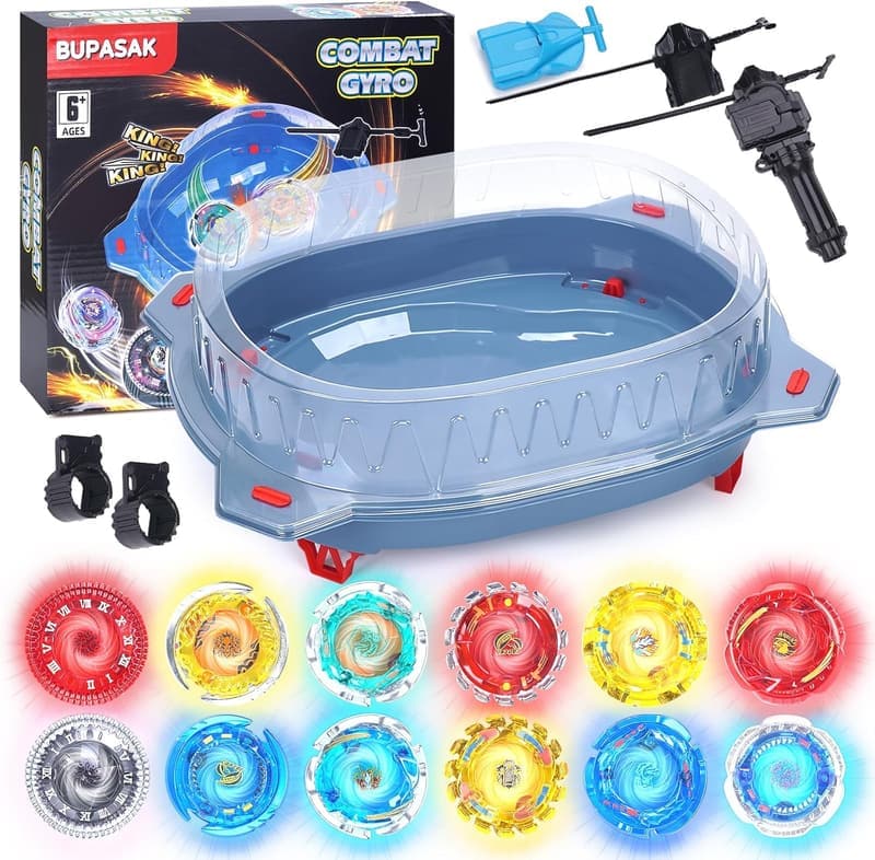 Light Ignite Spinning Tops Battle Set with Stadium & 3 Launchers