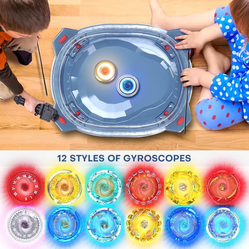 Light Ignite Spinning Tops Battle Set with Stadium & 3 Launchers