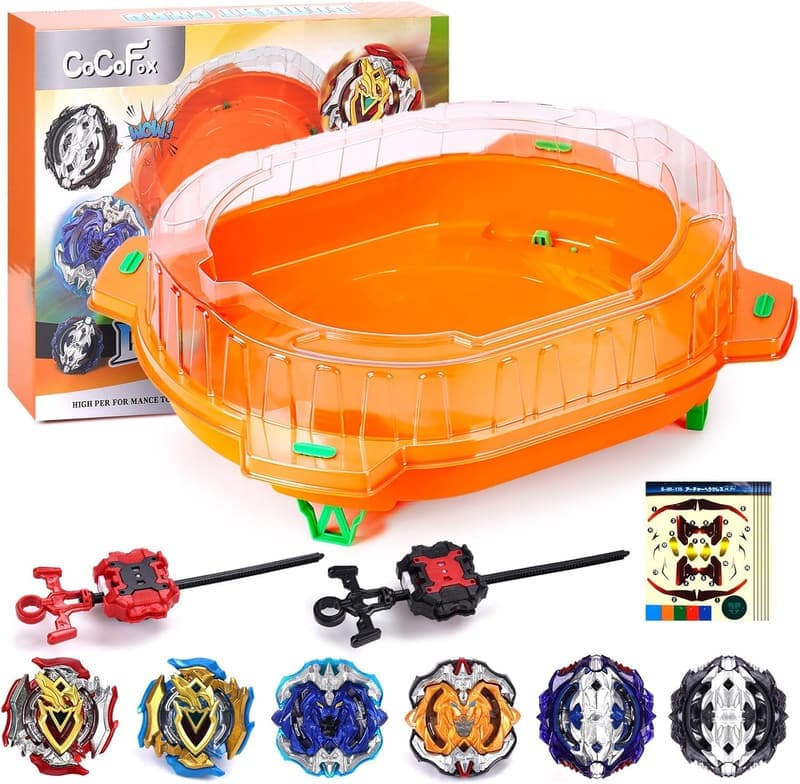 Battling Top Toy Set with 6 Tops, 2 Launchers & Stadium