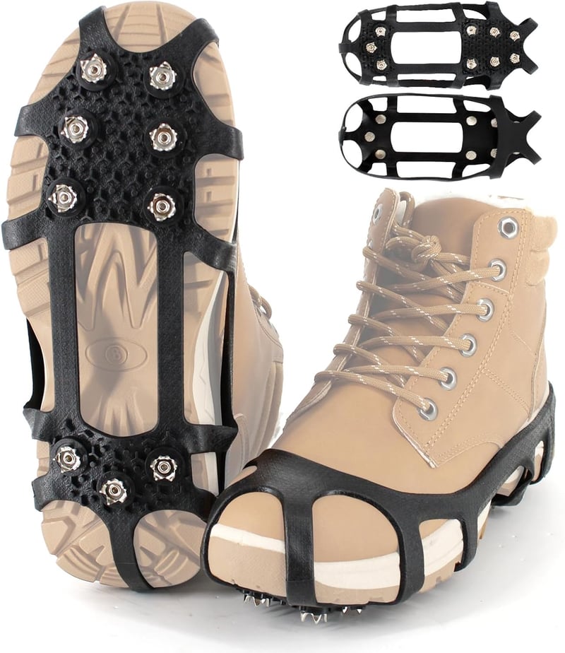 Non-Slip Ice Cleats with 9 Stainless Steel Spikes for Walking