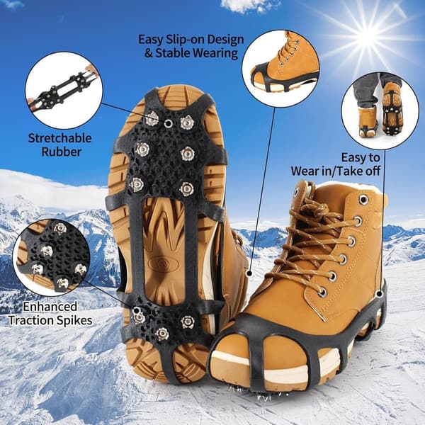 Non-Slip Ice Cleats with 9 Stainless Steel Spikes for Walking