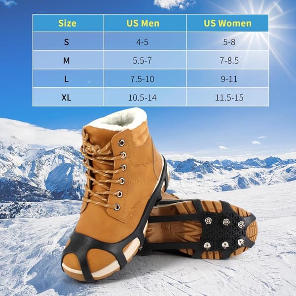 Non-Slip Ice Cleats with 9 Stainless Steel Spikes for Walking
