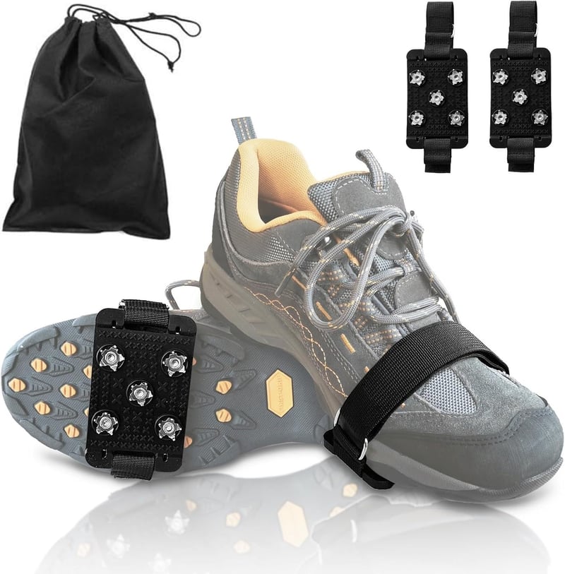 Winter Traction Cleats - 5-Point Anti-Skid Spikes for Shoes