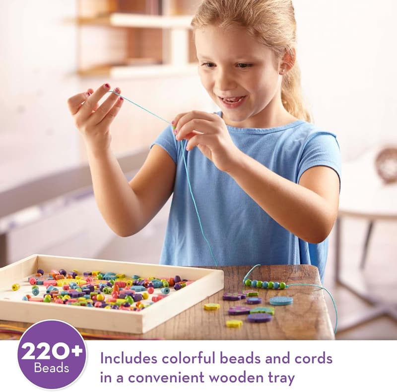 Deluxe Wooden Bead Set for Kids - 220+ Jewelry-Making Beads