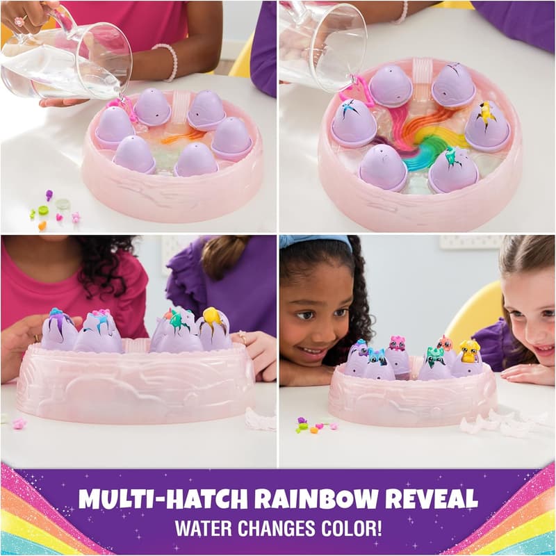 Hatchimals Alive Rainbow Hatchery Playset with 6 Color Reveal Eggs