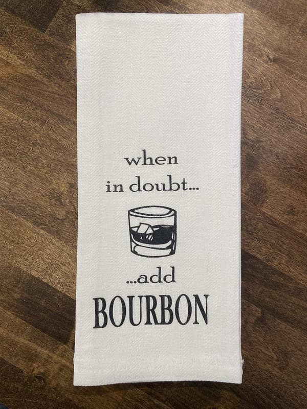 Bourbon-Themed Dish Towel | Funny Gift for Cocktail Enthusiasts