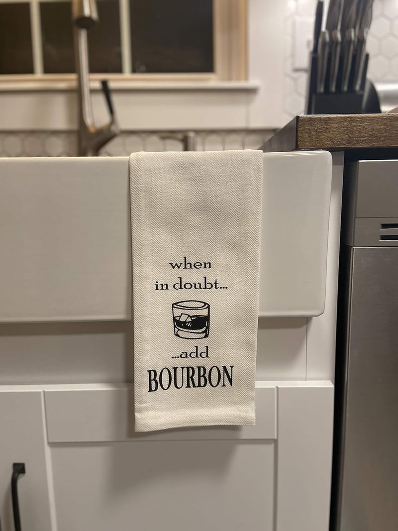 Bourbon-Themed Dish Towel | Funny Gift for Cocktail Enthusiasts