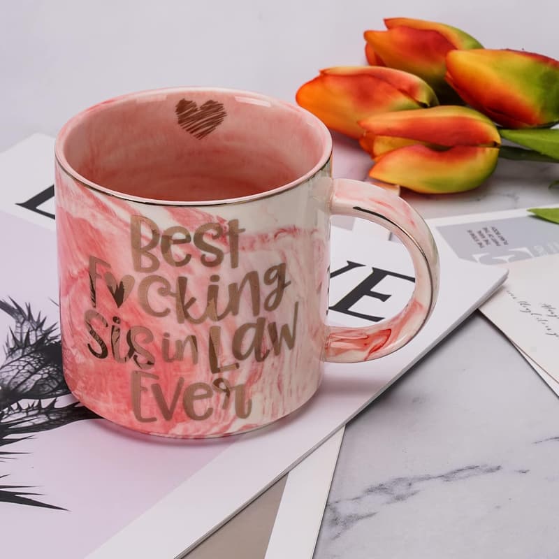 Funny Pink Marble Mug for Sister-in-Law's Birthday or Wedding