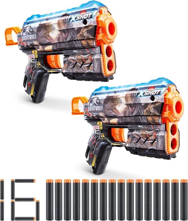 Jurassic World X-Shot Flux Blaster Skins - 2 Pack with 16 Darts