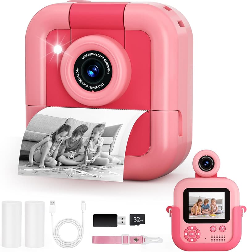 Kids' Instant Print Selfie Camera - Christmas Gift for Ages 3-12