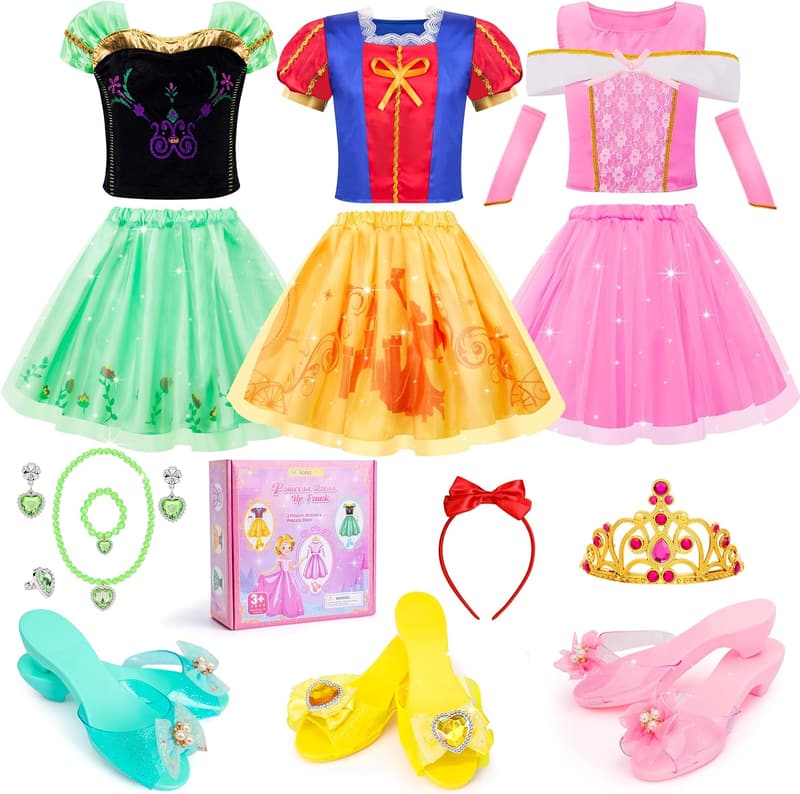Princess Dress Up Set with Toys - Christmas Gift for Girls 3-8
