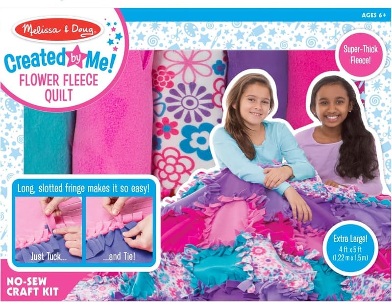 Flower Fleece Quilt No-Sew Craft Kit for Kids (48 Squares)