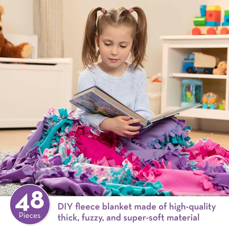 Flower Fleece Quilt No-Sew Craft Kit for Kids (48 Squares)