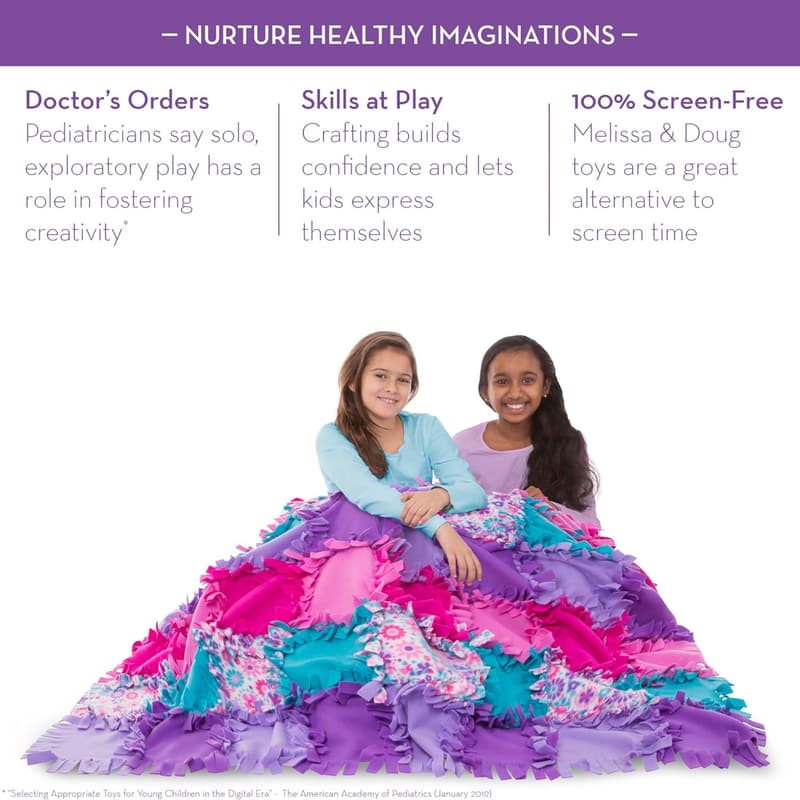 Flower Fleece Quilt No-Sew Craft Kit for Kids (48 Squares)