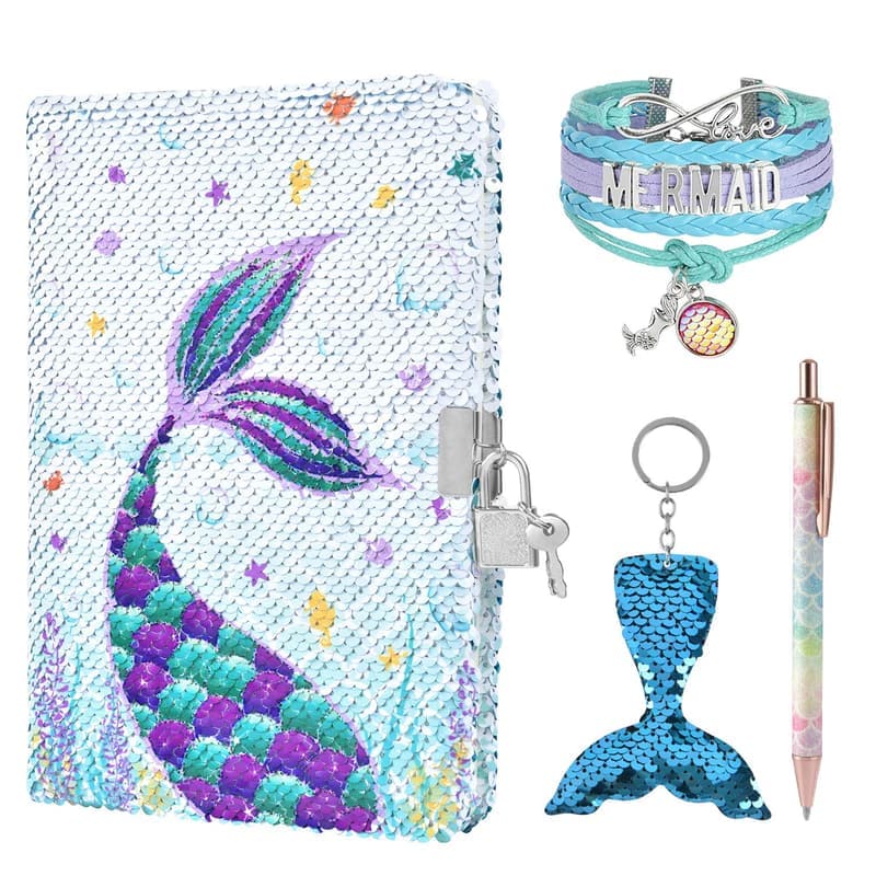 Sparkly Mermaid Notebook Set for Girls - A5 Journals & Accessories