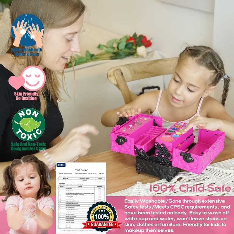 Kids Makeup Kit - 52 PCS Safe & Washable, Age 4-12